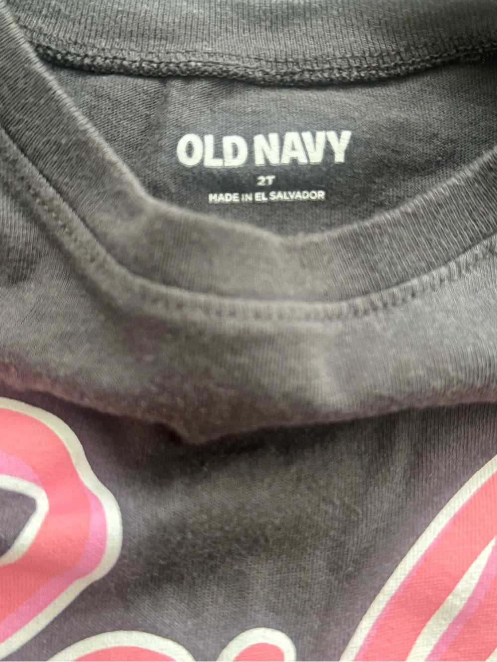 Old Navy Black Tee with Pink Barbie Script